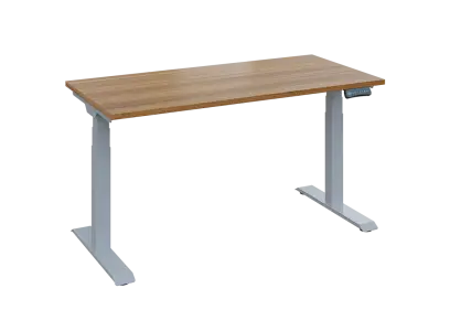 Fleximax 27-14 výškově nastavitelný stůl, kovová podnož stříbrná, deska 25 mm, široký 1400 mm, ořech světlý